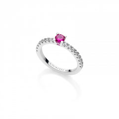 Anello solitario in argento con pietra rosa 527926-15