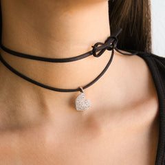 CIONDOLO CON CHOKER NERO CUORE PAVÈ OVERSIZED - STARDUST TEN