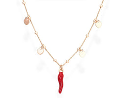 Collana Cornetto Rosso e Cuori