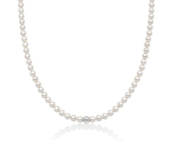 + Collana di perle Oriente con sfera diamantata in oro bianco 375