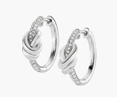 Orecchini Nodo d'Amore in Ottone Rodiato con Zirconi