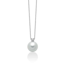 +Collana con perla Oriente e diamante in oro bianco 375