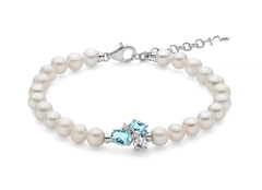 + Bracciale di perle Oriente Celestia con due Gemma del Cielo e topazi bianchi.