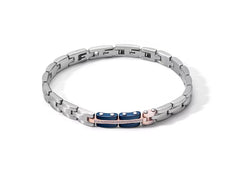 Bracciale in Acciaio con Ceramica blu, Pvd rosè e Zirconi bianchi