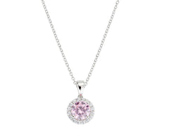 Collana Diamond con Zircone tondo Rosa