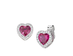 Orecchini con Cuore di Zircone Rubino