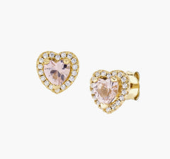 Orecchini Dolce Cuore Rosa Morganite in Argento 925 Placcato Oro 18kt