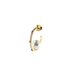 Mono Orecchino Donna Galactica in Argento Dorato con Perla Interna