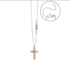 Collana con croce bicolore ramata 4ucl7823