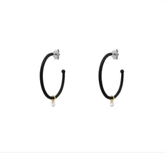 Orecchini cerchio 3cm Rue Des Mille con smalto nero