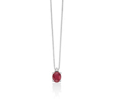 +Collana con rubino ovale e diamante in oro bianco