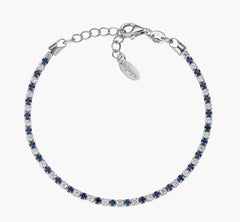 Bracciale Tennis Rodio Zirconi Bianchi e Blu