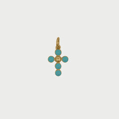 Charm Croce Pallini Smalto Azzurro