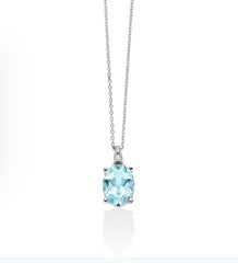 Collana con Gemma del Cielo ovale e diamanti in oro bianco 375