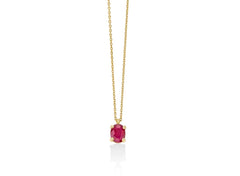 Collana con rubino ovale in oro giallo 375