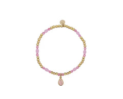 RUE DES MILLE BRACCIALE ELASTICO SINGLE DROP IN ARGENTO PLACCATO ORO GIALLO E ZIRCONI