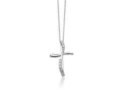 Collana in oro bianco con croce e diamante