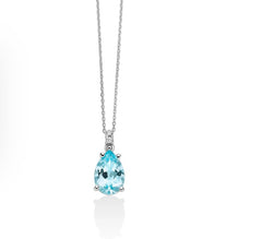 Collana con Gemma del Cielo a goccia e diamanti in oro bianco 375