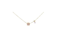 Collana Donna Stardust Ten con Quadrato Zirconi Rosa in Argento Dorato