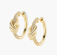 Orecchini Nodo d'Amore in Ottone Placcato Oro 18k con Zirconi