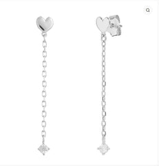 Orecchini pendenti Rue Des Mille argento cuore zircone bianco