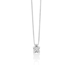 +Collana punto luce con diamante e griffe regolari in oro bianco