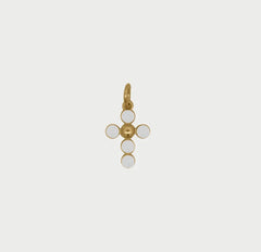 Charm Croce Pallini Smalto Bianco