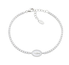 Bracciale Tennis con Miracolosa e Smalto Bianco Perla