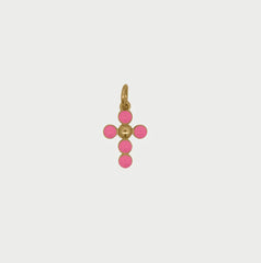 Charm Croce Pallini Smalto Rosa