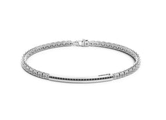 Bracciale Zancan in argento con targa e pietre nere.