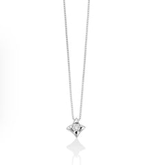 +Collana punto luce con diamante e griffe triangolari in oro bianco
