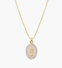 Collana mini Medaglia Miracolosa smaltata Rosa Perla