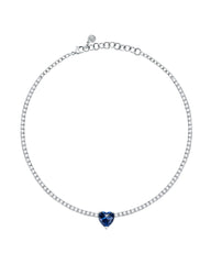 Collana tennis cuore blu