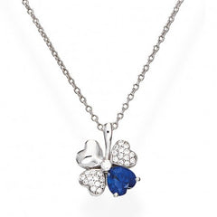 COLLANA CON QUADRIFOGLIO E PIETRA BLU