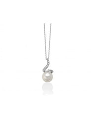 Collana con perla pendente 7,5/8 e diamanti