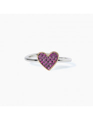 Anello In Argento 925‰ Con Cuore In Pavè Di Rubini Sintetici | 523130