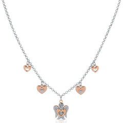 COLLANA CON ANGELO E CUORI IN ARGENTO GIA331