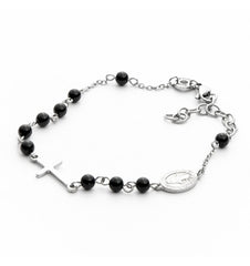 Bracciale rosario grani neri 4ubr3749