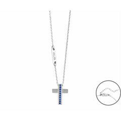 Collana croce zirconi blu 4ucl6133