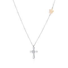 GIROCOLLO IN ORO CON ANGELO E PENDENTE CROCE CON DIAMANTI SKU: LUX301