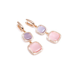 Orecchini Madi Laguna Luce con Quarzi Idrotermali Rosa e Viola Cod. 3904800
