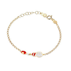 BRACCIALE CIRCO CON ELEFANTINO E BIRILLO IN ORO GIALLO